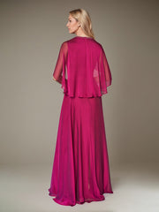 A-Line Scoop Floor-Length Satin Mother of the Bride Dress