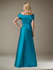 Sheath/Column Off-the-Shoulder Floor-Length Satin Evening Dress