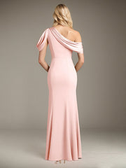 Mermaid Asymmetrical Floor-Length Satin Mother of the Bride Dress