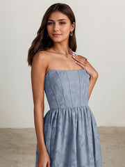 A-Line Off-the-Shoulder Tea-Length Evening Dress