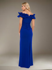 A-Line Off-the-Shoulder Floor-Length Evening Dress