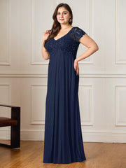 A-Line V-Neck Floor-Length Chiffon Mother of the Bride Dress