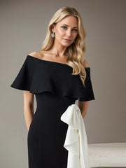 Sheath/Column Off-the-Shoulder Floor-Length Chiffon Evening Dress