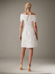 A-Line Off-the-Shoulder Knee-Length Satin Evening Dress