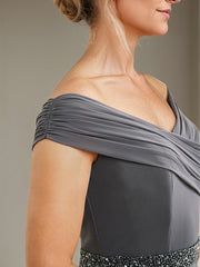 A-Line V-Neck Floor-Length Chiffon Evening Dress