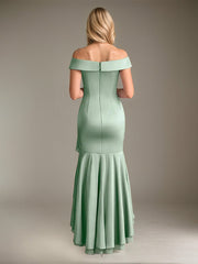 Mermaid Off-the-Shoulder Asymmetrical Satin Mother of the Bride Dress