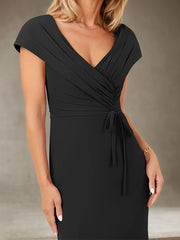 Mermaid V-Neck Floor-Length Ruffle Chiffon Mother of the Bride Dress