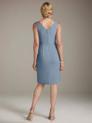 Sheath V-Neck Knee-Length Chiffon Mother of the Bride Dress