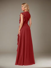 A-Line High Neckline Floor-Length Chiffon Mother of the Bride Dress
