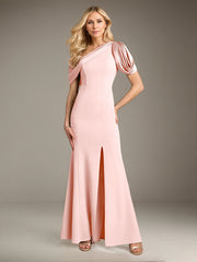Mermaid Asymmetrical Floor-Length Satin Mother of the Bride Dress