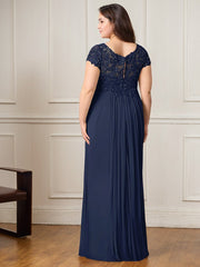 A-Line V-Neck Floor-Length Chiffon Mother of the Bride Dress