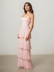 A-Line V-Neck Floor-Length Chiffon Evening Dress
