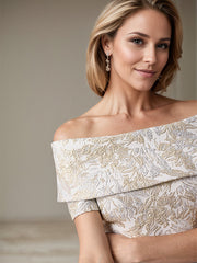 A-Line Off-the-Shoulder Knee-Length Satin Evening Dress