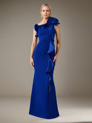Sheath/Column One-Shoulder Floor-Length Crepe Evening Dress