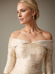 A-Line Off-the-Shoulder Floor-Length Evening Dress