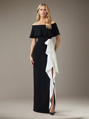Sheath/Column Off-the-Shoulder Floor-Length Chiffon Evening Dress
