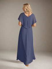 A-Line V-Neck Asymmetrical Chiffon Mother of the Bride Dress