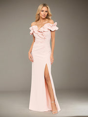 A-Line Off-the-Shoulder Floor-Length Evening Dress
