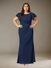 Mermaid Scoop Floor-Length Ruffle Chiffon Mother of the Bride Dress