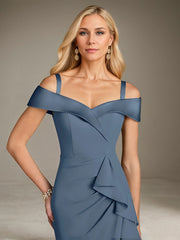 Mermaid Off-the-Shoulder Floor-Length Satin Mother of the Bride Dress