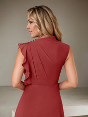 A-Line High Neckline Floor-Length Chiffon Mother of the Bride Dress