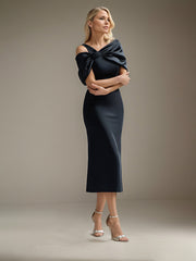 Sheath/Column Asymmetrical Tea-Length Satin Mother of the Bride Dress