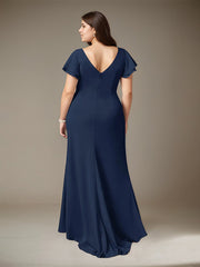 Mermaid Scoop Floor-Length Ruffle Chiffon Mother of the Bride Dress