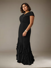Mermaid V-Neck Floor-Length Ruffle Chiffon Mother of the Bride Dress