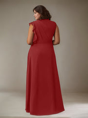 A-Line High Neckline Floor-Length Chiffon Mother of the Bride Dress