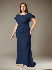 Mermaid Scoop Floor-Length Ruffle Chiffon Mother of the Bride Dress
