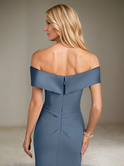 Mermaid Off-the-Shoulder Floor-Length Satin Mother of the Bride Dress