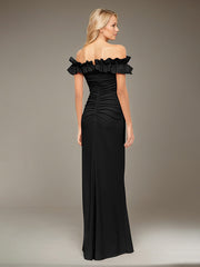 A-Line Off-the-Shoulder Floor-Length Evening Dress