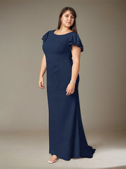 Mermaid Scoop Floor-Length Ruffle Chiffon Mother of the Bride Dress