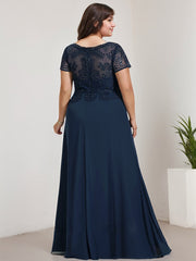 A-line Scoop Illusion Floor-Length Lace Chiffon Evening Dress With Sequins