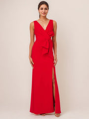 A-Line V-Neck Floor-Length Chiffon Evening Dress