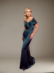 Sheath/Column Asymmetrical Spaghetti Straps Sleeveless Floor-Length Evening Dress