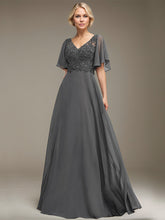 A-line V-Neck Floor-Length Chiffon Lace Mother of the Bride Dress With Sequins Beading