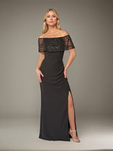 A-Line Sparkly Portrait Floor-Length Evening Dress