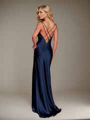Sheath/Column V-Neck Spaghetti Straps Sleeveless Floor-Length Dress