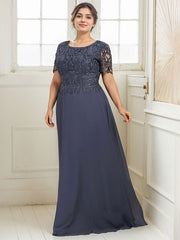 A-line Scoop Floor-Length Lace Chiffon Mother of the Bride Dress With Sequins