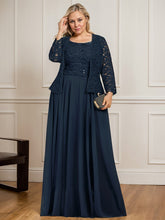 A-line Square Floor-Length Lace Chiffon Mother of the Bride Dress With Sequins