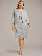 Sheath/Column Scoop Knee-Length Chiffon Lace Mother of the Bride Dress With Beading