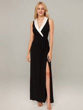 A-line V-Neck Floor-Length Satin Evening Dress