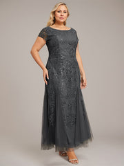 Trumpet/Mermaid Scoop Ankle-Length Lace Tulle Mother of the Bride Dress With Sequins Beading