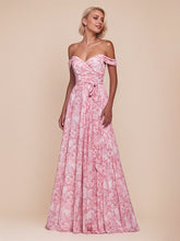 OFF THE SHOULDER FLORAL PRINTED A-LINE DRESS