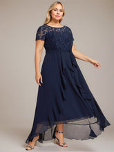 A-line Scoop Illusion Asymmetrical Chiffon Lace Mother of the Bride Dress With Ruffle Sequins Bow