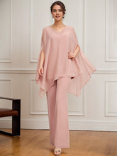 Separates Jumpsuit/Pantsuit V-Neck Floor-Length Chiffon Mother of the Bride Dress With Beading