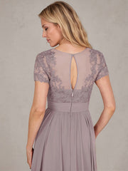 A-Line Scoop Floor-Length Chiffon Mother of the Bride Dress