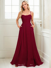 A-line Sweetheart Floor-Length Chiffon Prom Dresses With Pleated