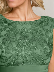 Empire Scoop Floor-Length Mesh Lace Mother of the Bride Dress With Pleated